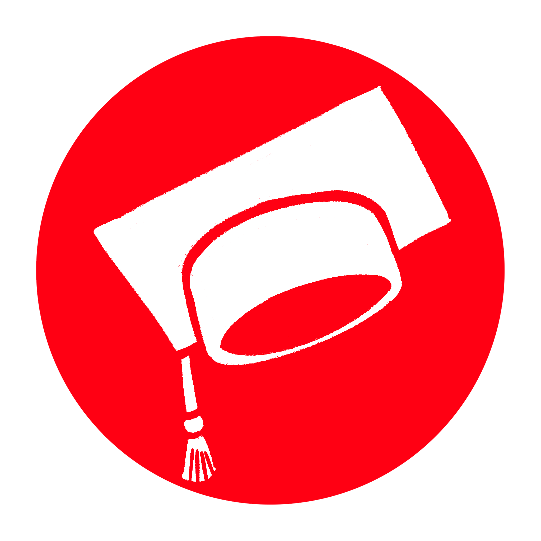 Rot-weisses Icon eines Studentenhuts.