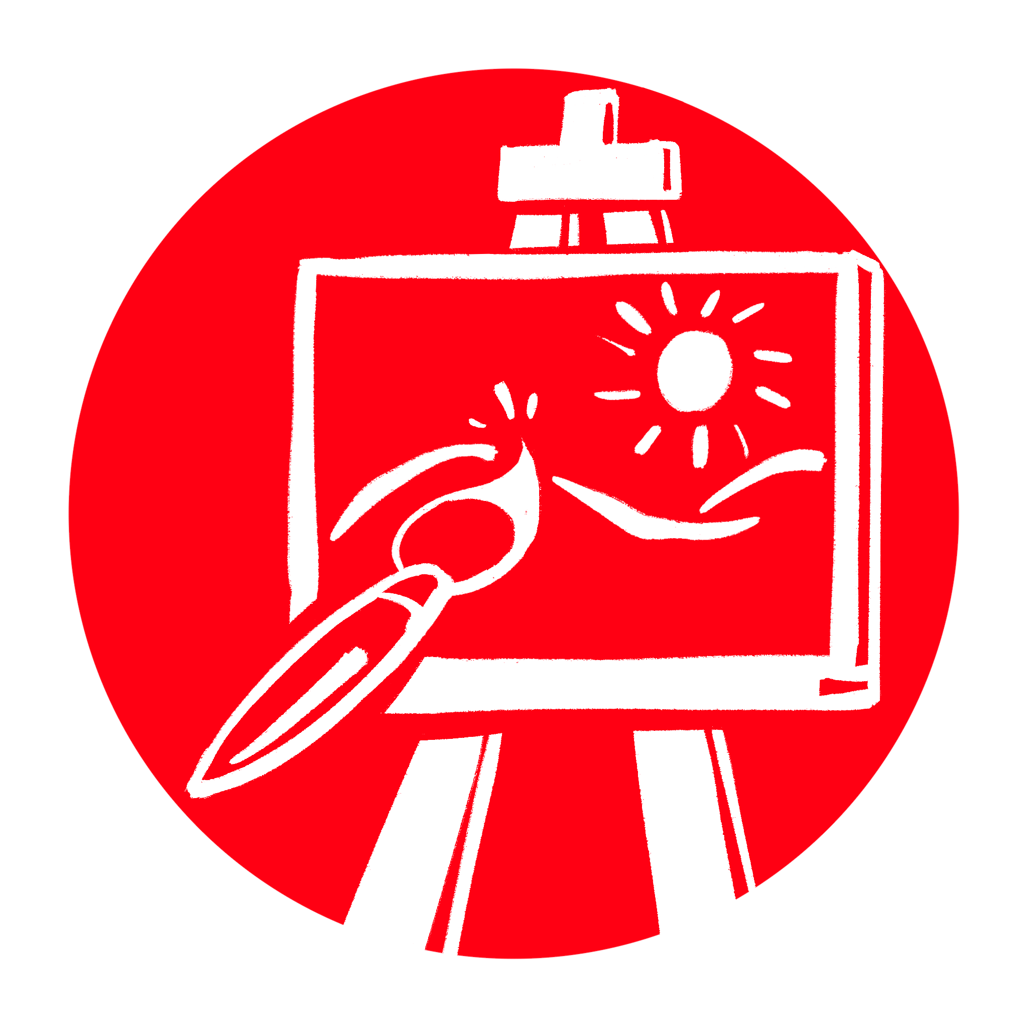 Weiss-rotes Icon mit Staffelei