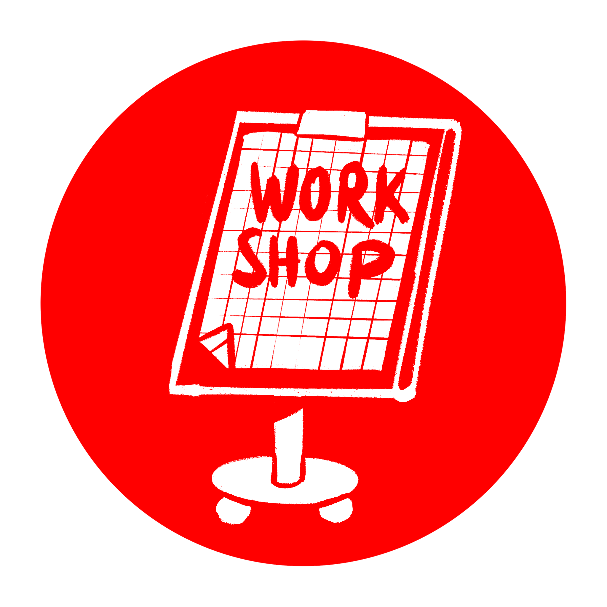 Rot-weisses Icon mit einem Flipchart.